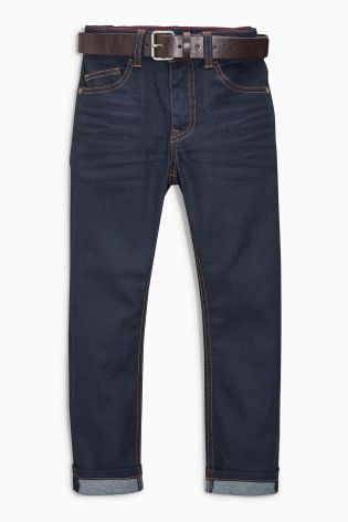 Denim Rinse Regular Coated Belted Jeans (3-16yrs)